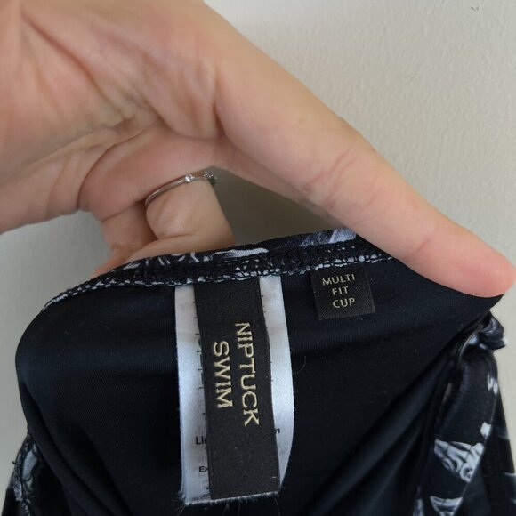 Niptuck Black Floral Printed Multi Fit Cup Ruched One Piece Swimsuit - Picture 4 of 6